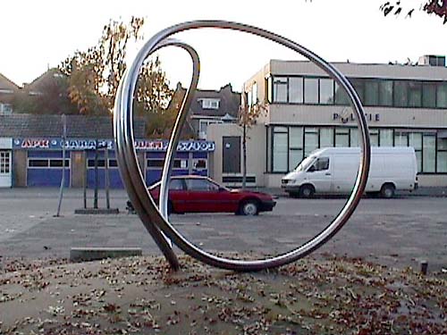 Rotterdam Holland and the sculpture of Lucien den Arend - his site specific sculptures ordered by the city of Rotterdam - Alexandepolder - Overschie - Marconiplein