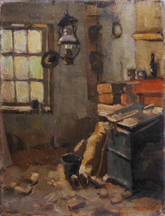Cor Noltee (1903-1967). Oil painting of the Taankade, Dordrechtl.