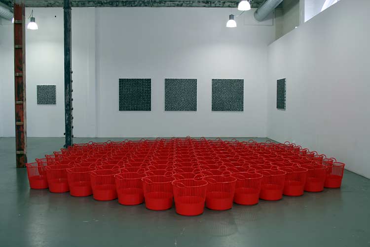 untitled - 2004 - 127 red laundry baskets, De Lawei Gallery - Drachten, The Netherlands 