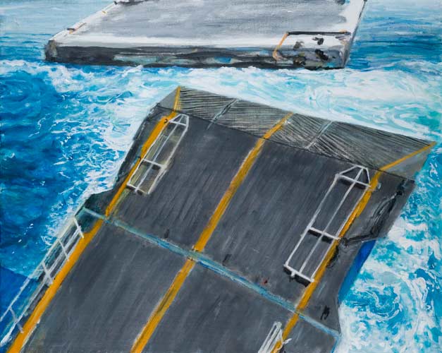 oil painting, ferry boat - Wim Drion, painter