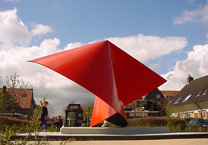 Homage to El Lissitzky - land art project with red steel element.