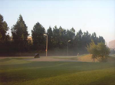 Homage to El Lissitzky - land art project with red steel element.