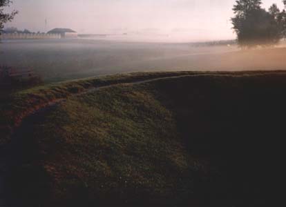 Homage to El Lissitzky - land art project with red steel element.