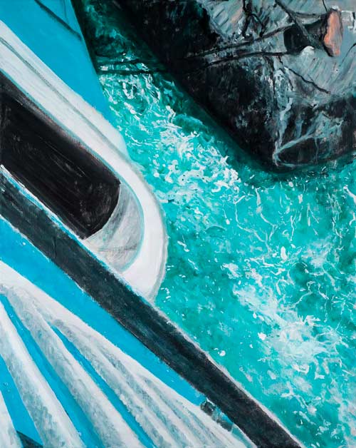 oil painting, ferry boat - Wim Drion, painter