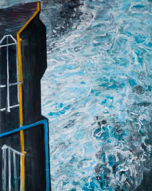 oil painting, ferry boat - Wim Drion, painter