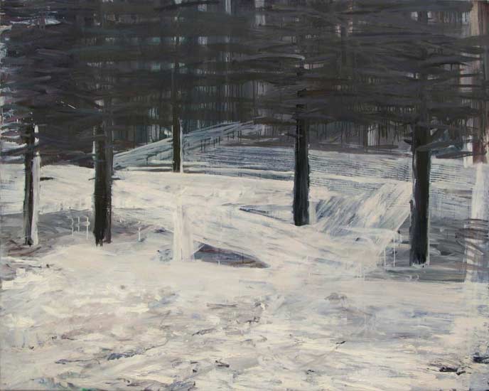 stadspark in de sneeuw - olieverf op linnen - 180x145 cm - 2010/11