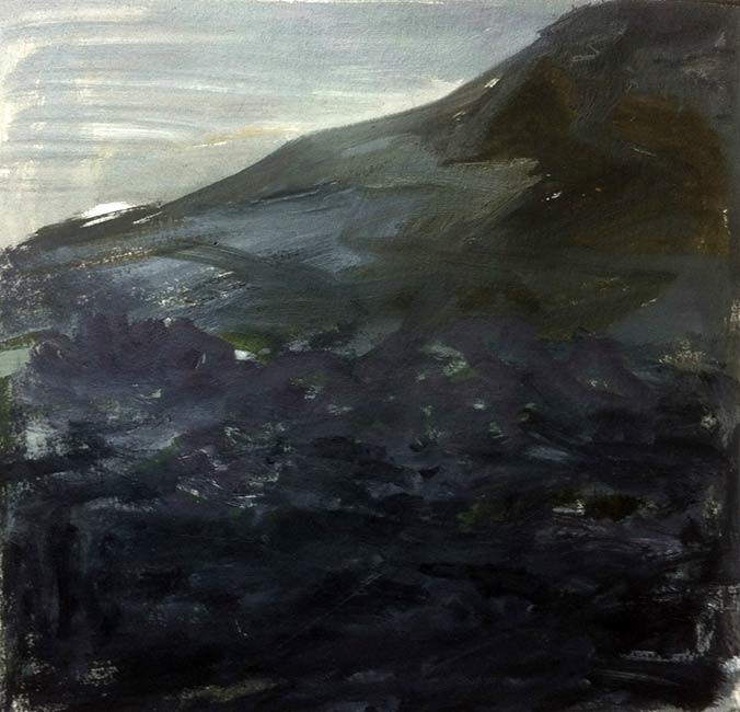 Etna landschap (sicilie) olieverf op papier 25 x 30 cm 2014