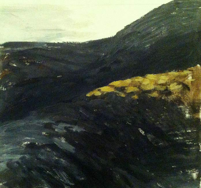 Etna landschap (sicilie) olieverf op papier 30 x 32 cm 2014avond bij de rivier - olieverf op linnen - 100x70 cm - 2011