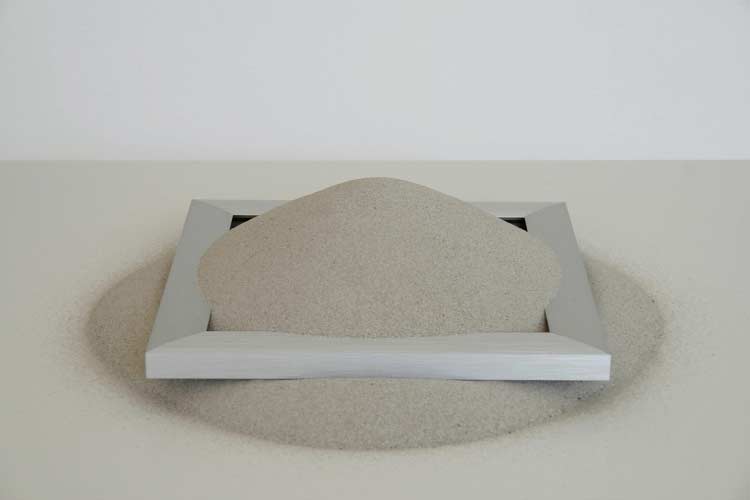 untitled - 2005 - multiple - silver sand and aluminum HEMA frame - studio, Den Helder, The Netherlands